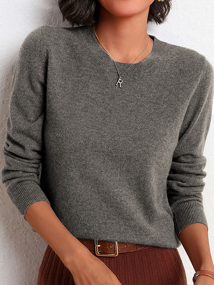 Femme Pull mode Décontractées Flexible Couleur unie A côtes Col Ras du Cou énorme manche longue Tricoter Extérieur du quotidien Sortie Noir Blanche Automne Hiver de 2025 ? $5.99 –P1