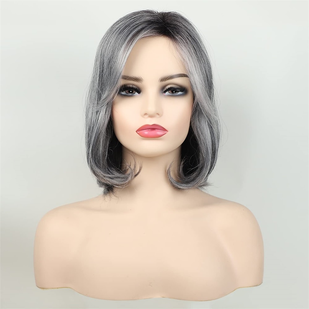Perruque Homme Cheveux Naturels Gris Poivre Et Sel - Bonnet Moyen, Style Naturel, Neuf Avec étiquettes
