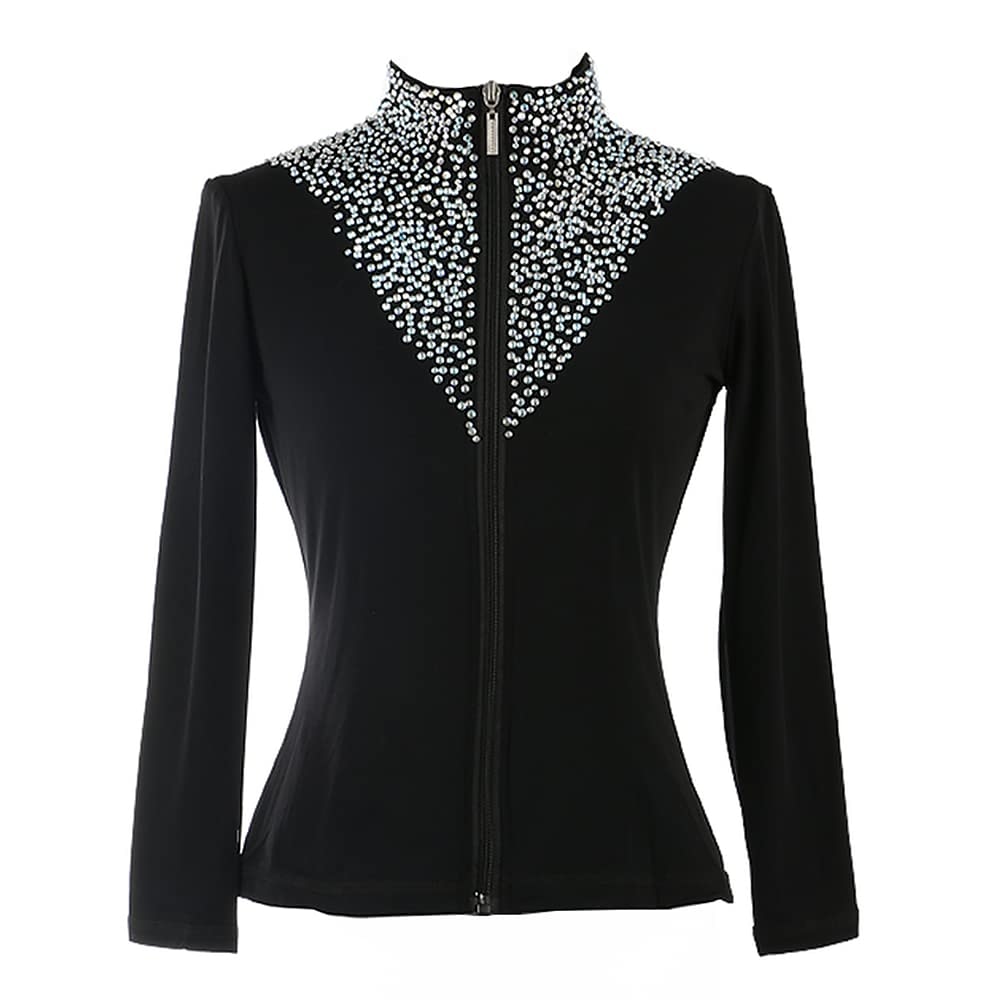 Figure Skating Fleece Jacket Women's Girls' Ice Skating Jacket Top Black Pink Stretchy Training Competition Skating Wear Thermal Warm Crystal / Rhinestone Long Sleeve Ice Skating Figure Skating 2025 - $49.99 –P1