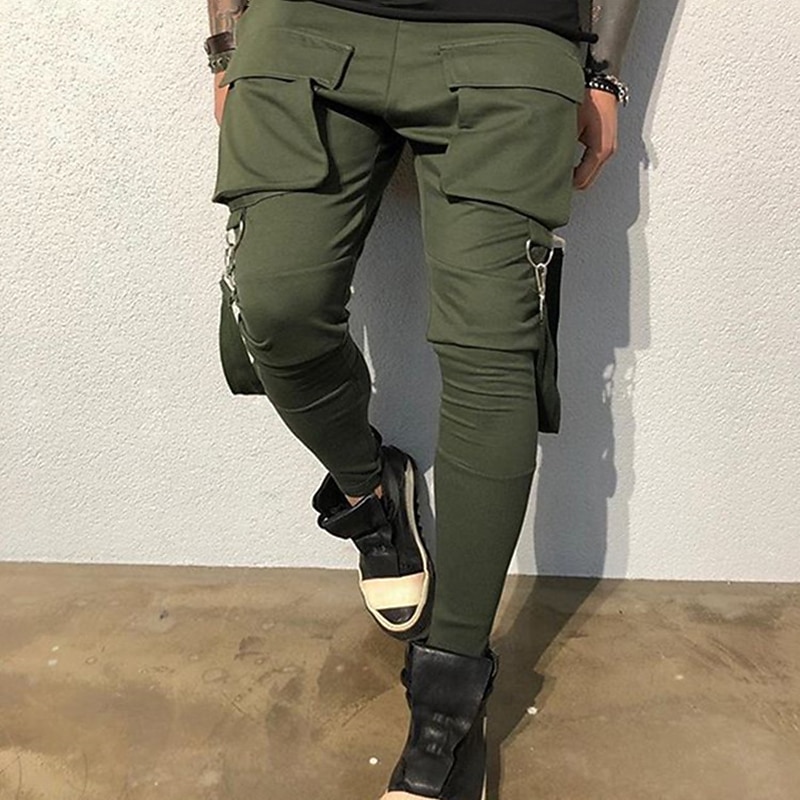 Per uomo Pantaloni cargo Abbigliamento tecnico Tasche Liscio Comfort Traspirante Esterno Giornaliero Per uscire Di tendenza Informale Nero Rosso del 2026 a $31.99 –P3