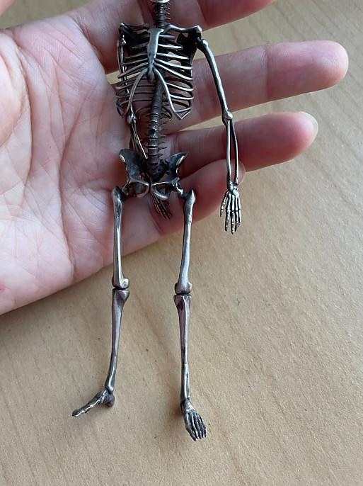 cadou de halloween 14 cm/5,51 inchi, pandantiv cu schelet pentru întregul corp din argint sterlind realizat manual - cadou de halloween 2025 - $23.99 –P7