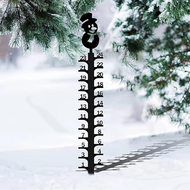 Outdoor Snow Gauge, 24 Inches Winter Snowflake, Snowman, Elk Metal Iron Ruler, Manual Metal Snow Measuring Stick Garden Pile, Christmas Rain Gauge Outdoor Decoration Gift 2025 - $18.99 –P4