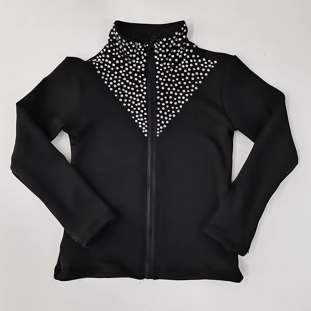 Figure Skating Fleece Jacket Women's Girls' Ice Skating Jacket Top Black Pink Stretchy Training Competition Skating Wear Thermal Warm Crystal / Rhinestone Long Sleeve Ice Skating Figure Skating 2025 - $49.99 –P3