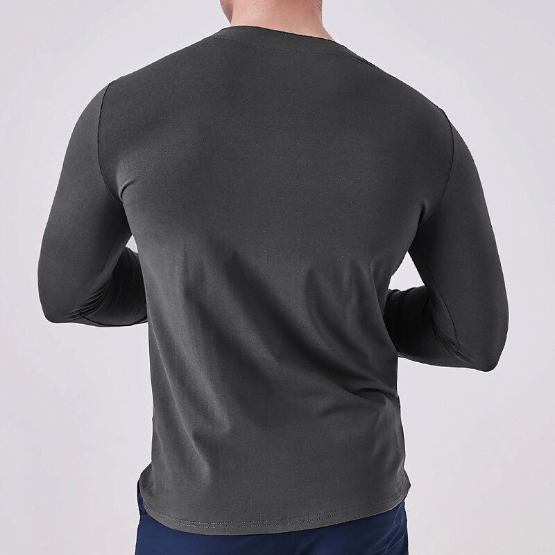 Herren T Shirt T-Shirt Langarmshirt Langarm V Ausschnitt Frühling & Herbst Einfach Mode Designer Basic Urlaub Straße Ausgehen Schwarz Weiß Marineblau Top T-Shirt für Herren 2025 - $13.49 –P4