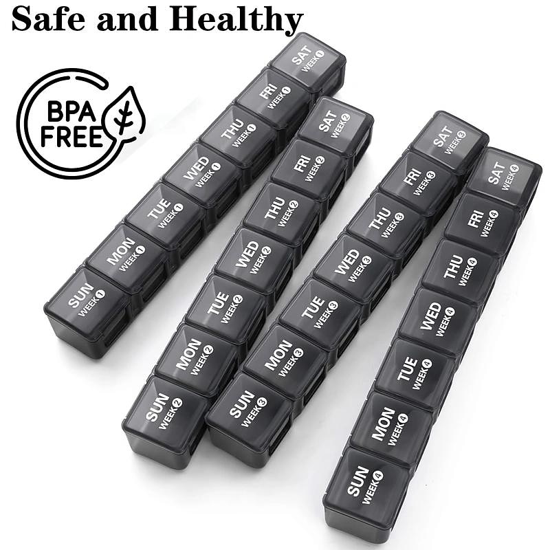 organizador mensal de comprimidos de 28 dias, caixa de comprimidos, organizador de medicamentos, organizado por semana, recipiente grande de comprimidos de 4 semanas com estojo à prova de poeira para de 2025 por $15.49 –P4