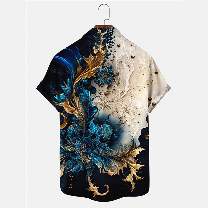 Homens Floral Camisa Social camisa de botão Manga Curta Casual Ao ar livre Rua Casual / Diário Outono Aberto para a Lateral Botões Imprimir Damasco de 2025 por $22.99 –P2
