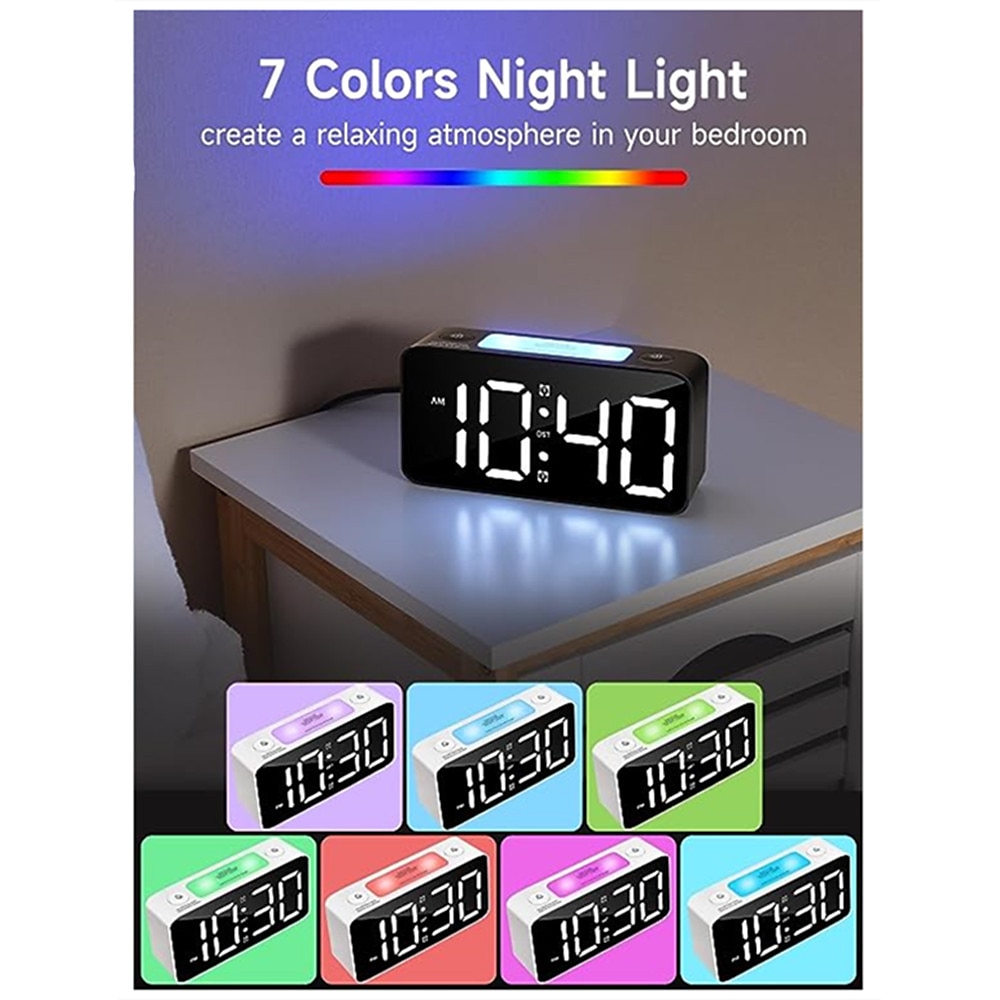 Super Loud Alarm Clock for Heavy Sleepers, Digital Clock with 7-Color Night Light, Adjustable Volume, Small for Bedrooms 2025 - $28.99 –P3