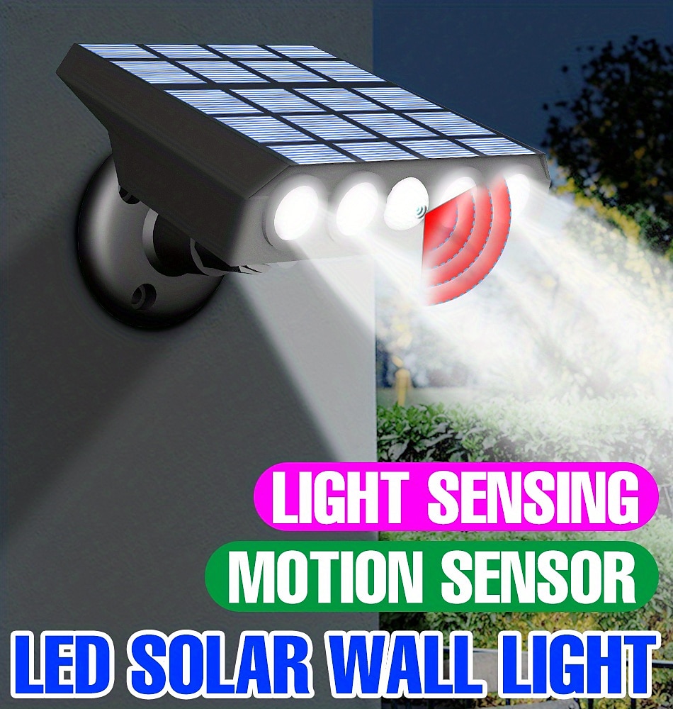 1pc LED Solar Flood Lights Safety Light Dusk To Dawn Floodlight 3000LM Wall Mounted Solar 5V Panel Energy Lamp Wall Outdoor 3 Modes Light Sense/Motion Sensing IP65 Waterproof 2025 - $27.99 –P1
