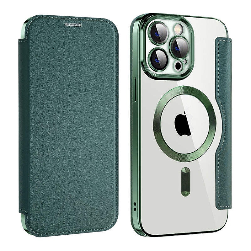 Coque de téléphone MagSafe avec dos transparent et fente pour carte – couvercle rétro cuir PU pour iPhone 16e 16 15 Pro Max Plus 14 13 12 11 de 2025 ? $22.99 –P14