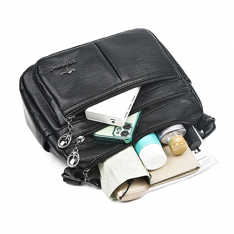 női műbőr crossbody táska - több zsebes vállas kézitáska cipzárral a mindennapi alkalmi használatra 2025 - $24.99 –P10