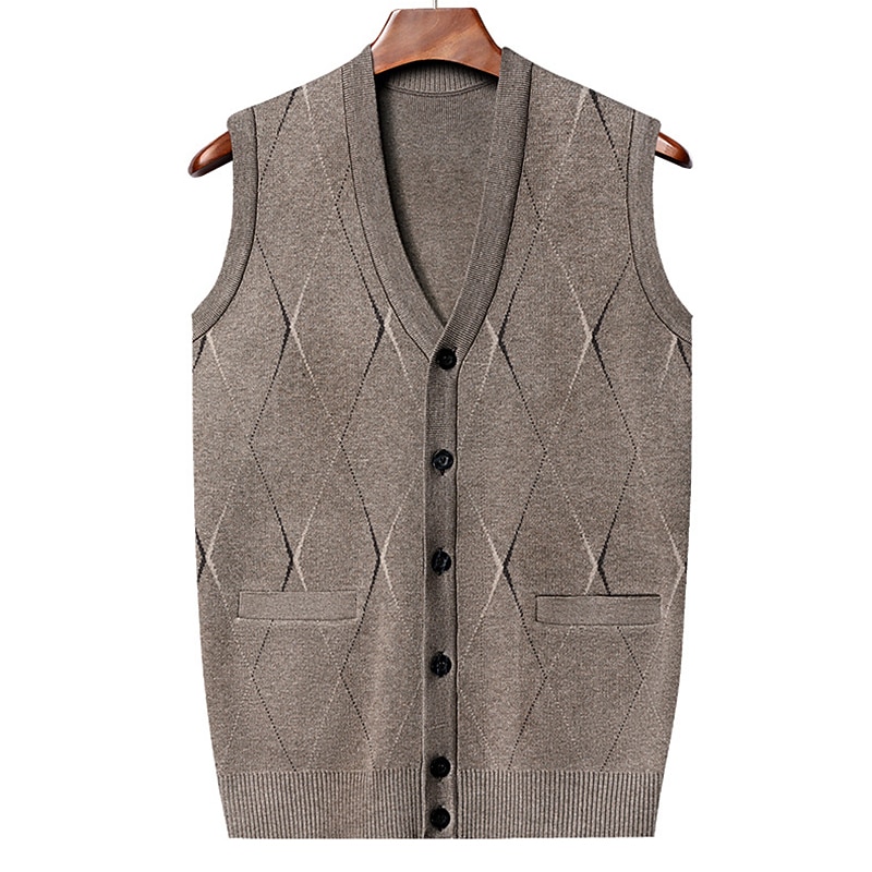 Herren Pullover Pullunder Wollpullover Kaschmir Strickjacke Gerippt Stricken Standard Tasche Strick Raute V Ausschnitt Warm-Ups Moderne zeitgenössische Freizeitskleidung Ausgehen Bekleidung Winter 2026 - $39.99 –P5