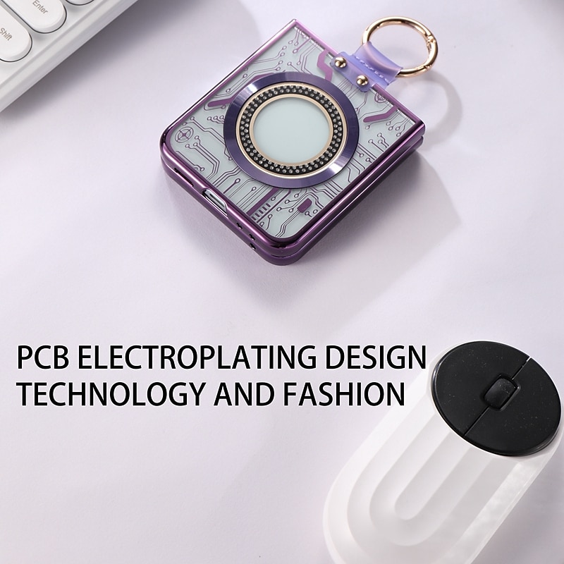 Phone Case For Z Flip 6 Z Flip 5 Back Cover Magnetic Adsorption With Magsafe with Stand Holder Ring Holder Full Body Protective Retro TPU Plating Metal 2025 - $21.99 –P2