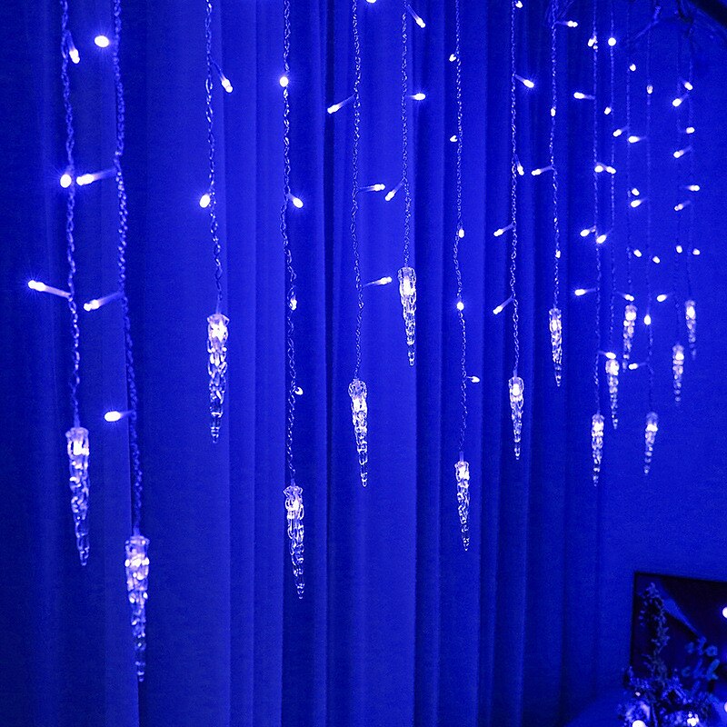 Lumière de Noël LED rideau glaçon fée guirlande lumineuse 3.5 m 96 LED flexible lumière de Noël pour cour garden party patio décor éclairage coloré ue us au royaume-uni plug de 2025 ? $22.99 –P10