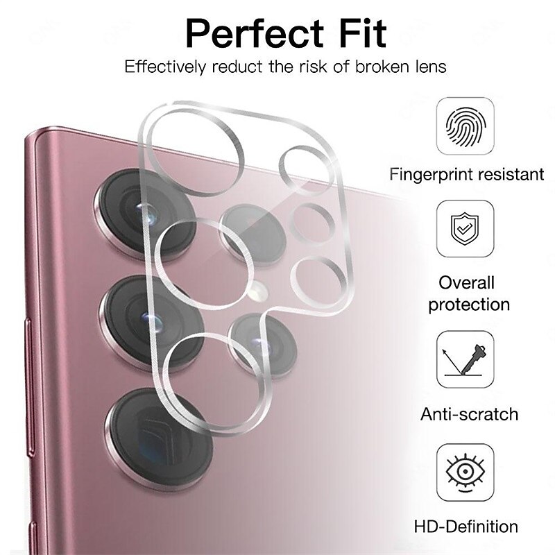 [2+2Pack] Screen Protector + Camera Lens Protector For Samsung Galaxy S24 Ultra Plus S23 S22 S21 S20 Ultra Plus FE S10 Note 20 Ultra 10 Plus Note 10 Plus Tempered Glass 9H Hardness Anti-Fingerprint 2025 - $12.99 –P8
