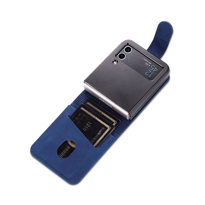 מגן טלפון לסמסונג גלאקסי Z Flip 6 Z Flip 5 Z Flip 4 Z Flip 3 תיק כסף עם חריצי כרטיס מיגון בטיחותי צבע עמיד PC PU עור 2025 - $17.99 –P11