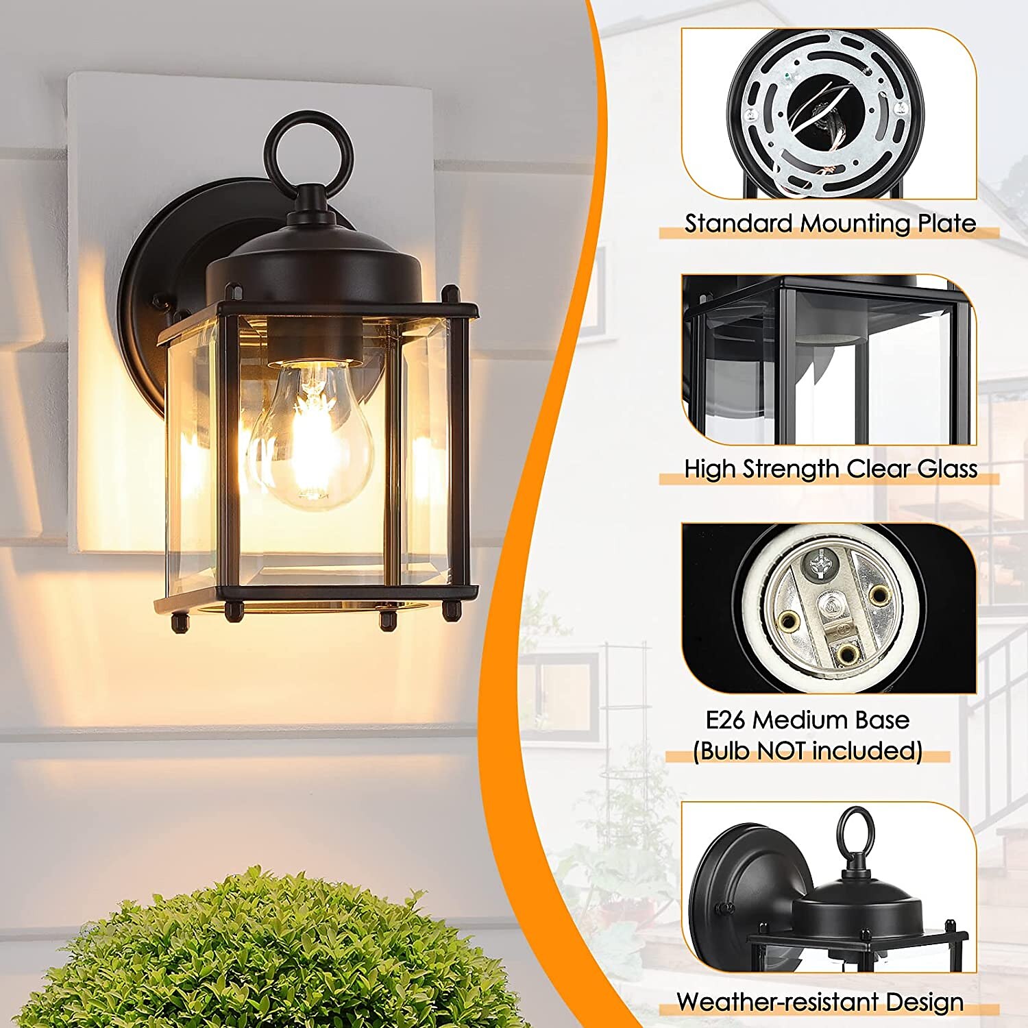 Aplique de pared LED, accesorio de iluminación, aplique de pared antiguo, linterna externa impermeable ip65, linterna de vidrio de aluminio a prueba de herrumbre, lámpara de pared, linterna, patio, 2025 - GBP £95 –P6