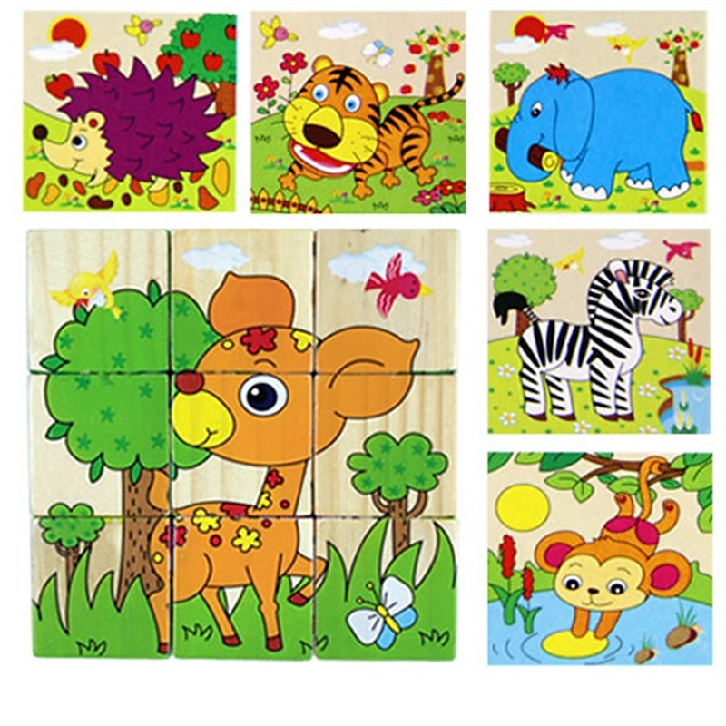 puzzle 3d din lemn pentru cadouri de aniversare pentru copii jucării puzzle pentru grădiniță bloc de construcție 3d din lemn pictură pe șase fețe 2025 - $23.99 –P9