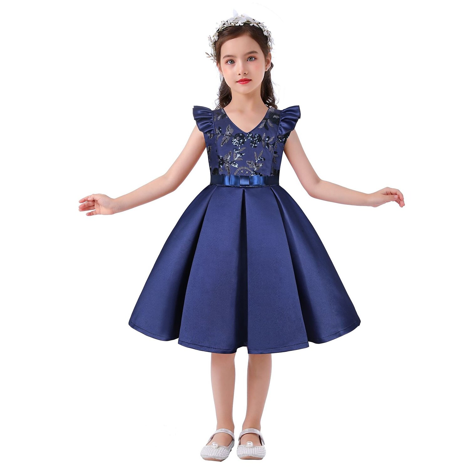 Kids Girls' Party Dress Solid Color Sleeveless Formal Performance Wedding Lace Adorable Daily Beautiful Cotton Midi Party Dress Floral Embroidery Dress Flower Girl's Dress Summer Spring Fall 3-10 2025 - $28.99 –P9
