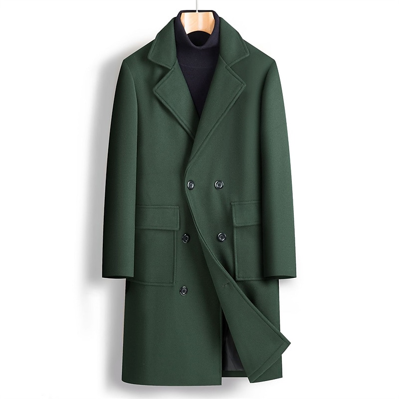 Herr Vinterkappa Rock Peacoat Utomhus Dagliga kläder Höst vinter Polyester Håller värmen Vattentät Ytterkläder Kläder Mode Streetwear Slät Kavajslag Dubbelknäppt 2025 - $80.99 –P8