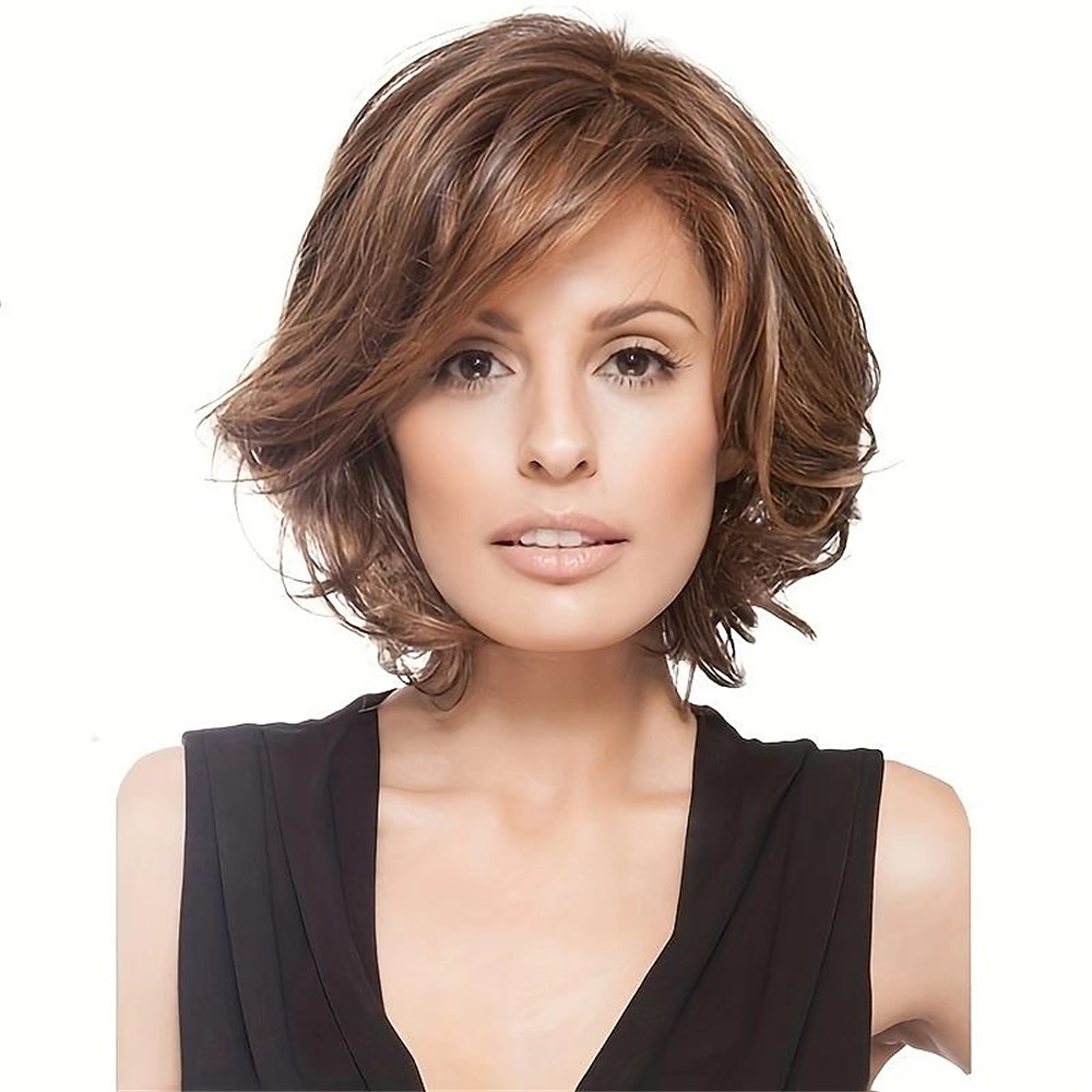 Synthetische Perücken Locken Gerader Pony Perücke Kurz A1 A2 A3 A4 Synthetische Haare Damen Modisches Design Natürlich Komfortabel Blond Braun 2025 - $24.99 –P1