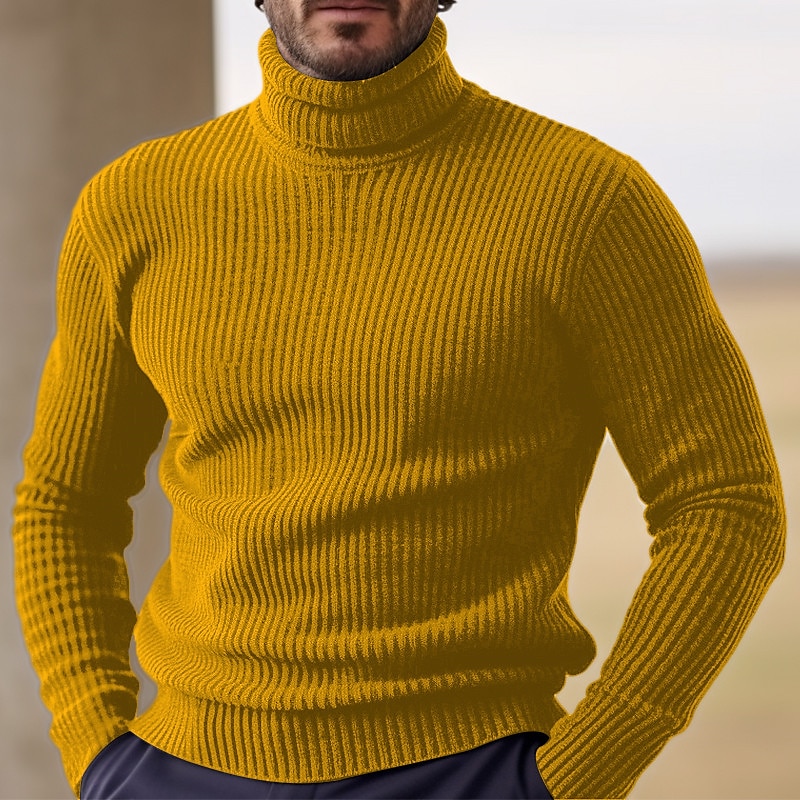 Homme Chandails de Noël Pull à col roulé Pull Pullover A côtes Tricoter Tricoté Plein Col Roulé Garder au chaud Décontractées Extérieur Usage quotidien Vêtement Tenue Automne hiver Noir Jaune S M L de 2025 ? $21.99 –P4