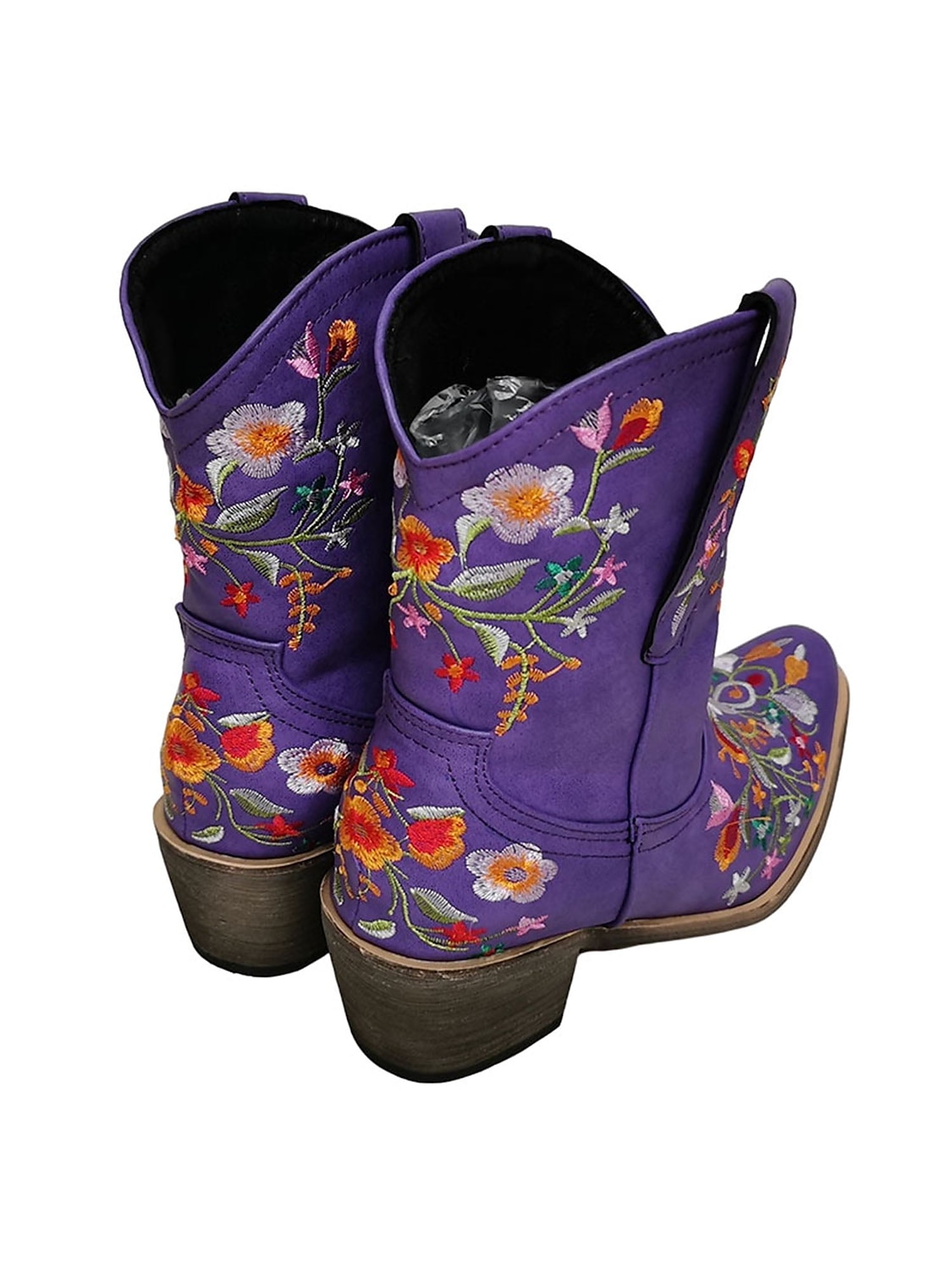 Women's Vintage Western Cowboy Boots – Floral Embroidered Faux Leather Ankle Boots for Casual and Festival Wear 2025 - $64.99 –P14