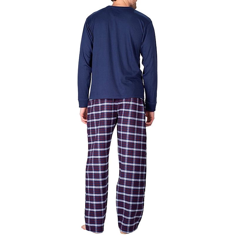 Per uomo loungewear Pigiami Set pigiama Top e pantalone del pigiama 2 pezzi A quadri Moda Informale Comoda Interni Giornaliero Misto cotone Comfort Henley Manica lunga maglietta Pantalone A del 2025 a $34.99 –P3