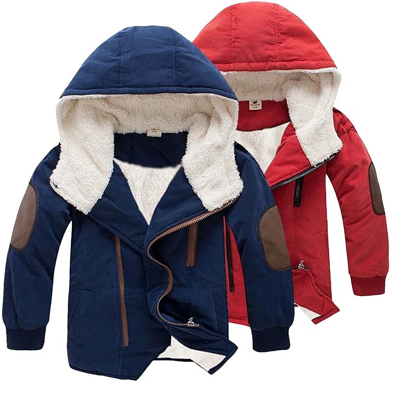 Barn Pojkar Kappa Fleece-jacka Ytterkläder Ensfärgat Långärmad Dragkedja Täcka Ledigt Mode Förtjusande Dagligen Marinblå Orange Vår Höst 7-13 år 2025 - $30.99 –P12
