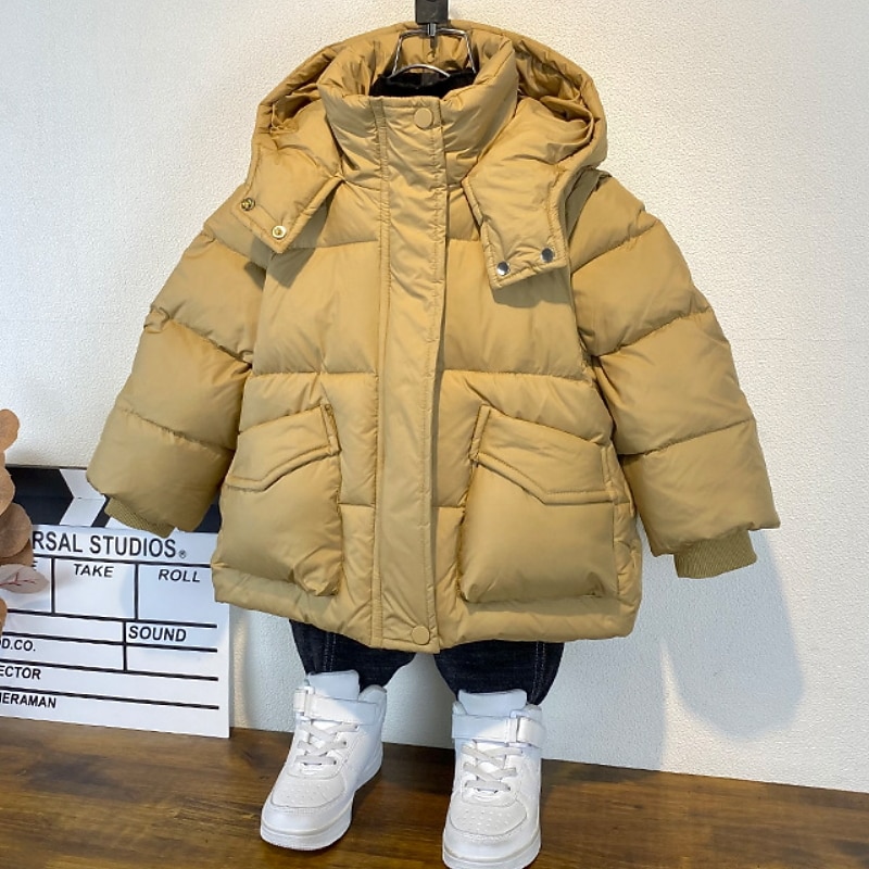 Barn Pojkar Fleece-jacka Hoodiejacka Ytterkläder Ensfärgat Långärmad Dragkedja Täcka Ledigt Förtjusande Dagligen Svart Grön Khaki grön Vår Höst 7-13 år 2025 - $37.99 –P5