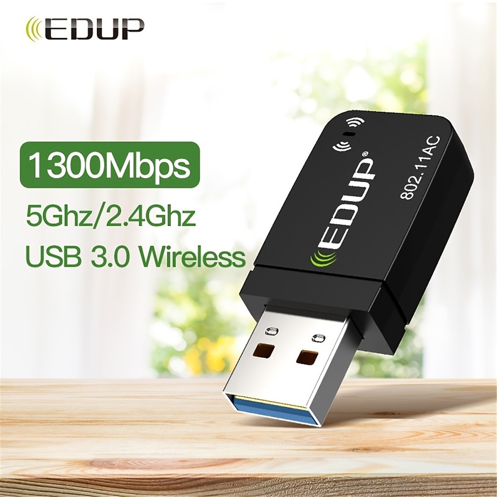 EDUP USB WiFi AC Adapter Dual Band Wireless 1300Mbps USB Lan Network Card 802.11AC Mini Portable Wi-Fi Adapter For PC LaptopSuitable For Windows XP/Vista / 7/8/10 There XMac OS X 2025 - $28.99 –P1