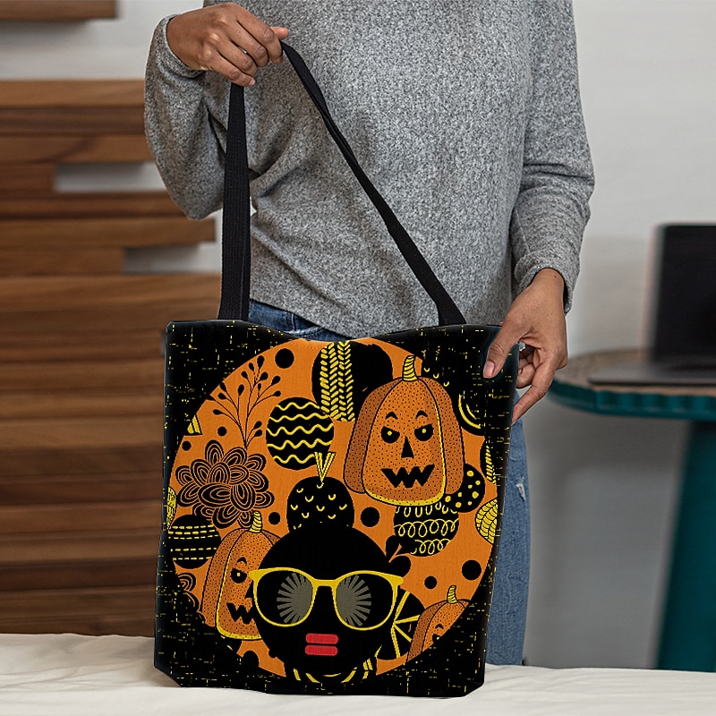 Large Capacity Halloween Tote Bags - Reusable Shopping Bags with Unique Pumpkin, Witch, and Day of the Dead Designs 2025 - $12.99 –P2
