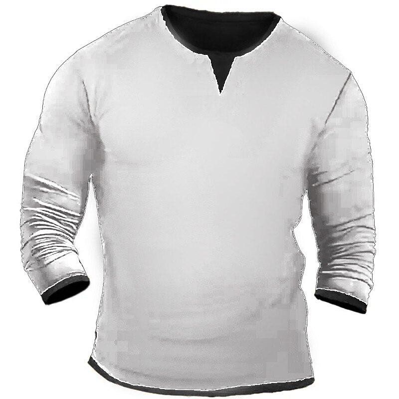 Herren T Shirt Henley Hemd T-Shirt Langarmshirt Langarm Henley Frühling & Herbst Farbblock Mode Designer Basic Patchwork Urlaub Straße Ausgehen Schwarz Weiß Marinenblau Top T-Shirt für Herren 2025 - $13.49 –P4