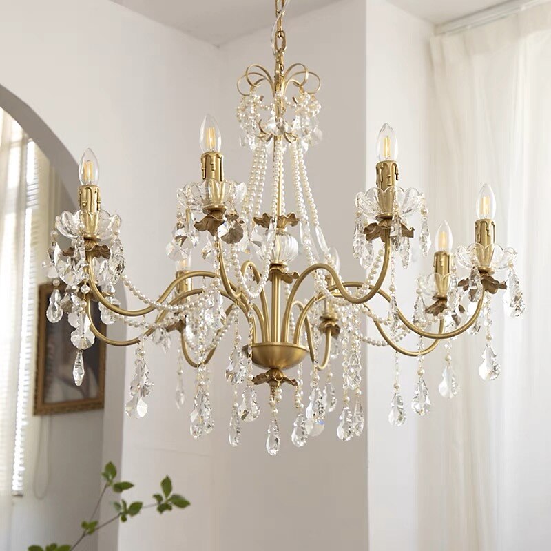 lustre led plafonnier en cristal 6/8 tête k9 cristal conception unique lumières encastrées en acier inoxydable led style nordique lustres de style bougie 110-120v 220-240v de 2025 ? $859.99 –P1