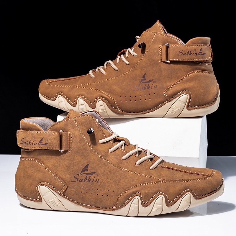 botas masculinas de camurça feitas à mão – tênis elegantes de cano alto com cadarços para uso ao ar livre durável e moderno de 2025 por $46.99 –P3