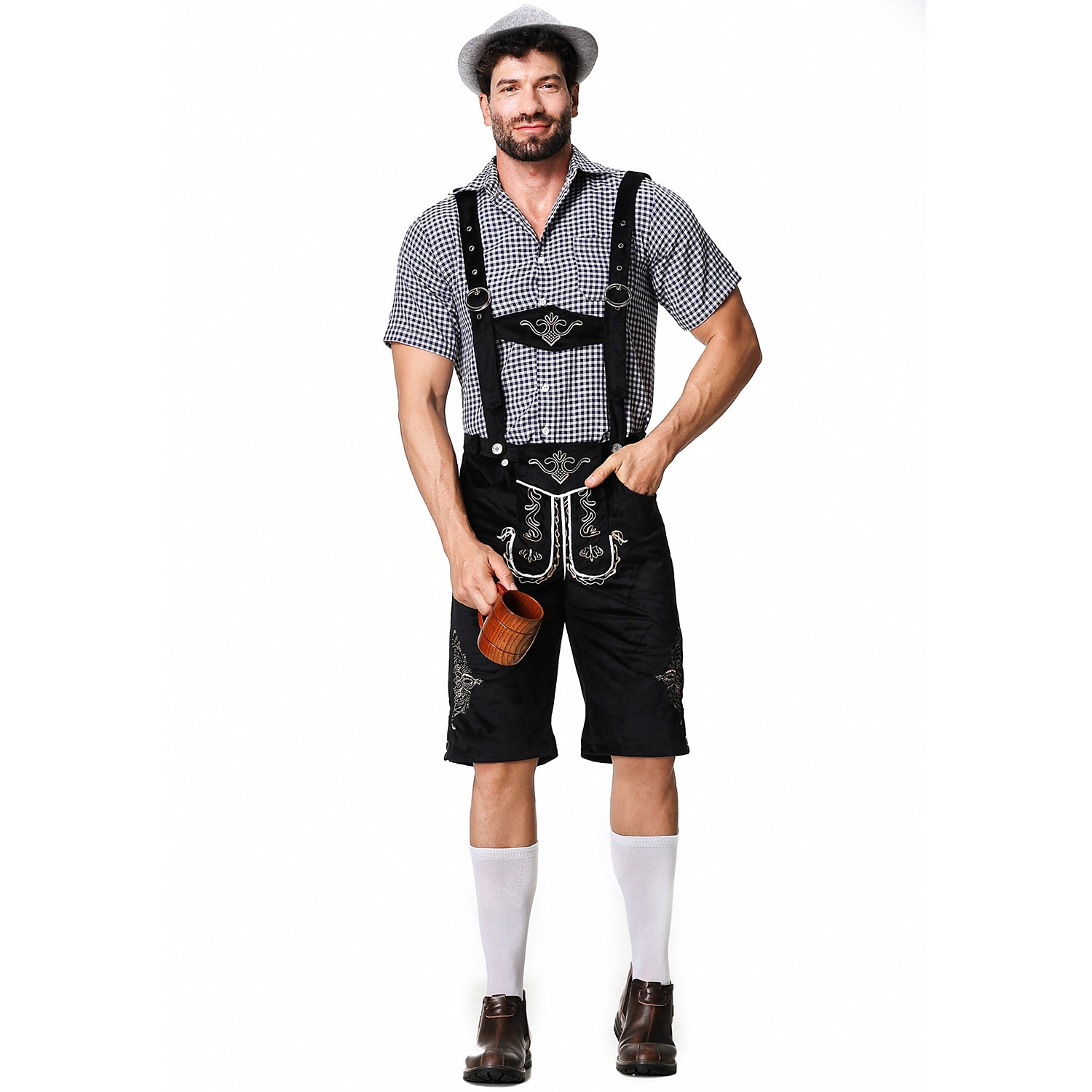 Oktoberfest lederhosen Skjorta Bayersk Bavarian Tyska Ängar Herr Traditionell stil tyg Blus Shorts Hatt 2026 - $66.99 –P2