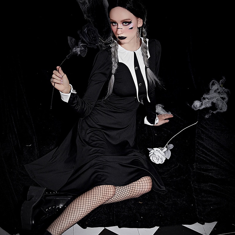 Punk e gotico Costume sexy Vestiti Mercoledì Addams Per donna Cosplay  Costume Halloween Festa / Serata Serata Abito del 2024 a $27.99