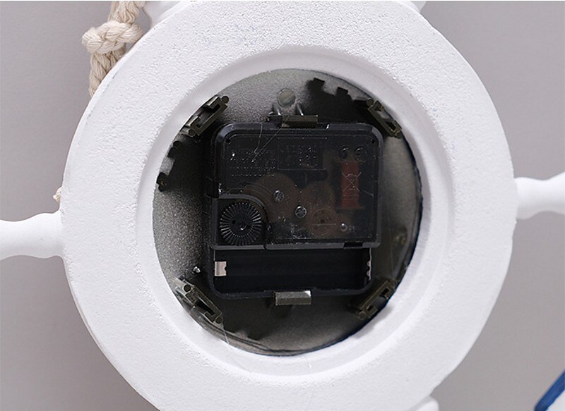 styl śródziemnomorski niebiesko-biały ster sternik kotwica spersonalizowany zegar ścienny zegar elektroniczny dekoracja zegarka nawigacja zegar biuro w domu motyw oceanu wiszące na ścianie 2025 - $23.99 -P11