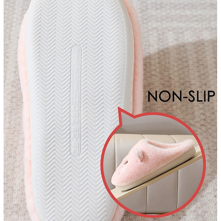 papuci de pisică de pluș pentru femei - papuci confortabili de interior cu blană, cu urechi drăguțe și broderie pentru îmbrăcăminte de iarnă acasă 2025 - $18.99 –P4