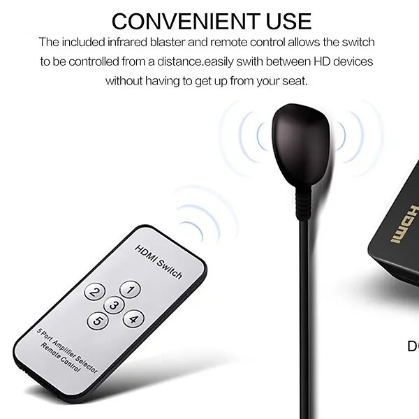 (5-In/1-Out) HDMI Switcher Supports 4K Ultra HD Resolution  Auto Switcher Box Audio/Video Adapter for TV Stick TV Box PC Stick Laptop Gaming Station Supports 4K Comes with IR Remote Control 2025 - $15.99 –P5