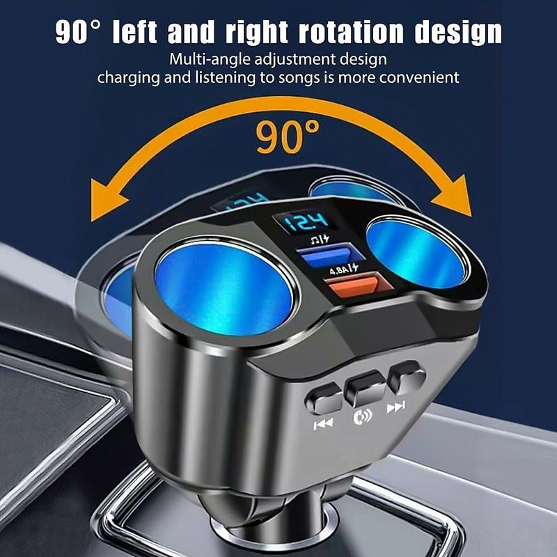 Bluetooth 5.0 Dual USB Car Charger - 4.8A Fast Charging Adapter, Cigarette Lighter Socket Splitter for Phone Charging 2025 - $20.99 –P3