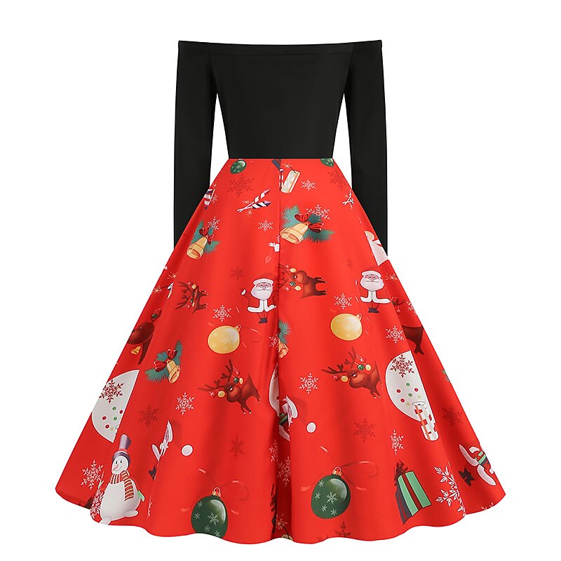 white christmas dresses Christmas Off Shoulder Satin Girl Dress Knee Length Ball Gown J284 main image 0