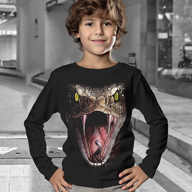 Dla chłopców 3D Zwierzę T-shirt Długi rękaw Druk 3D Jesień Zima Sport Moda Moda miejska Dzieci 3-12 lat Na zewnątrz Codzienny Regularny 2025 - $13.99 –P3