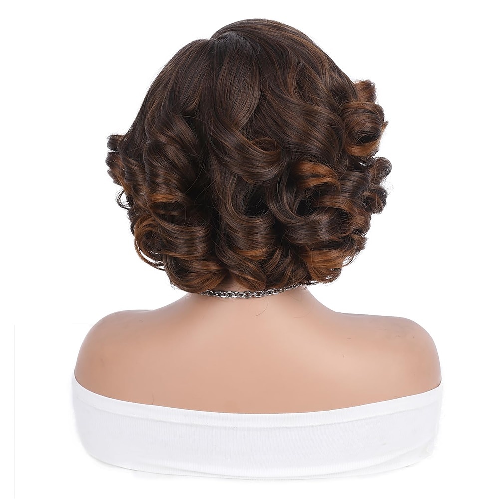 Synthetische pruiken Gekruld Asymmetrisch kapsel Machinegemaakt Pruik Kort A1 A2 A3 A5 A6 Synthetisch haar Dames Cosplay Zacht Feest Zwart Bruin Donkerbruin 2025 - $24.99 –P11