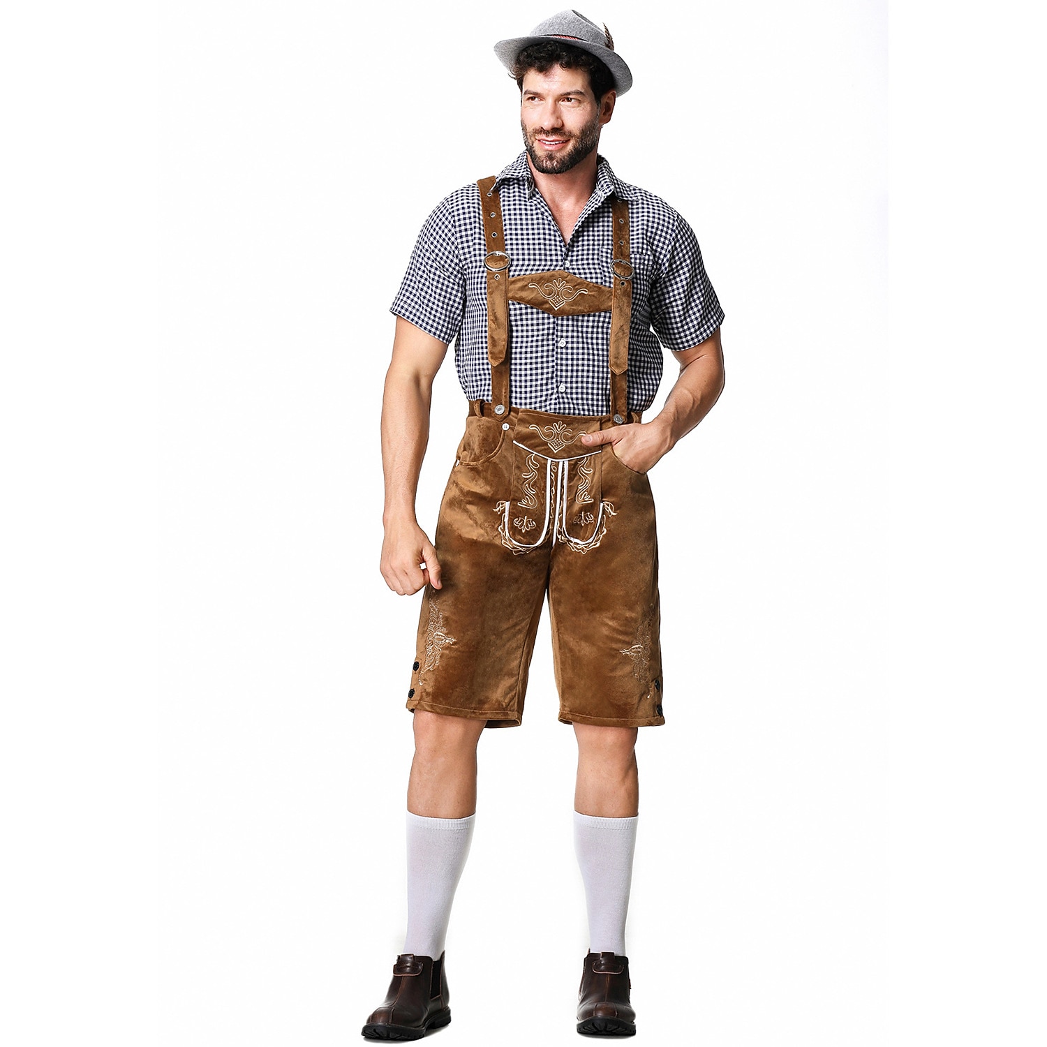 Oktoberfest lederhosen Skjorta Bayersk Bavarian Tyska Ängar Herr Traditionell stil tyg Blus Shorts Hatt 2026 - $66.99 –P16