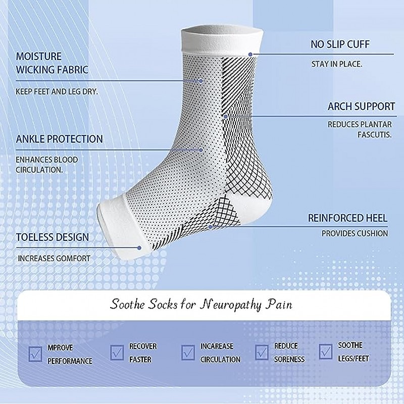 2pairs Neuropathy socks for Women and Men Ankle brace Socks and Tendonitis compression socks For Pain Relief and Plantar Fasciitis for women and man Ankle compression sleeve for ankle swelling 2025 - $9.49 –P10