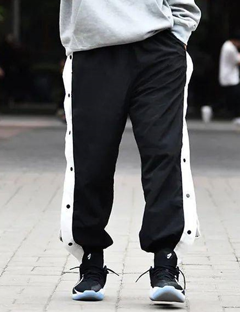 Men's Joggers Tear Away Pants Trousers Straight Leg Sweatpants Pocket Elastic Waist Side Button Plain Comfort Breathable Outdoor Daily Going out Fashion Casual Black 2026 - $16.49 –P3