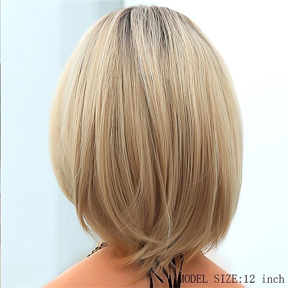 Synthetic Wig Straight Neat Bang Wig Short Light golden Synthetic Hair Women's Fashionable Design Soft Natural Blonde 2025 - $24.99 –P4