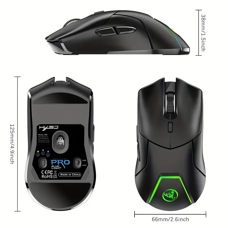 2.4G Wireless Three Mode Mute Game Mouse 4000DPI Adjustable And Rechargeable USB Plug And Play For Desktop Notebook Office PC Optical Mouse 2025 - $47.99 –P7