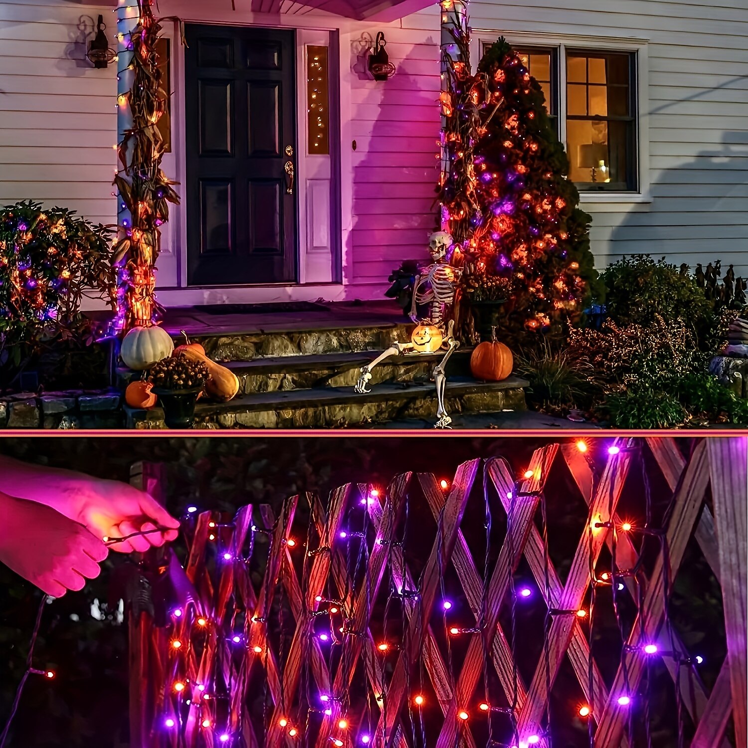 Guirlande lumineuse Halloween violet orange 8 fonctions intérieure et extérieure guirlande lumineuse décorative Halloween prise de sécurité basse tension 10 mètres 100 lumières 20 mètres 200 lumières de 2025 ? $14.99 –P5