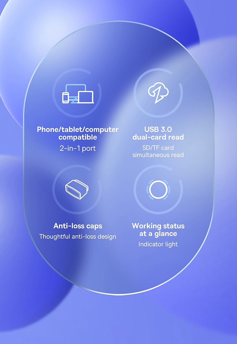 устройство чтения карт Baseus USB C & USB3.0 к SD Micro SD TF устройство для карт памяти 104 МБ/с 2 ТБ смарт-картридер для аксессуаров для ноутбуков 2025 - $24.99 –P2